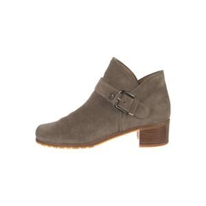 Stuart Weitzman Suede Ankle Boots Greenish Taupe 8M Low Heel Buckle Detail